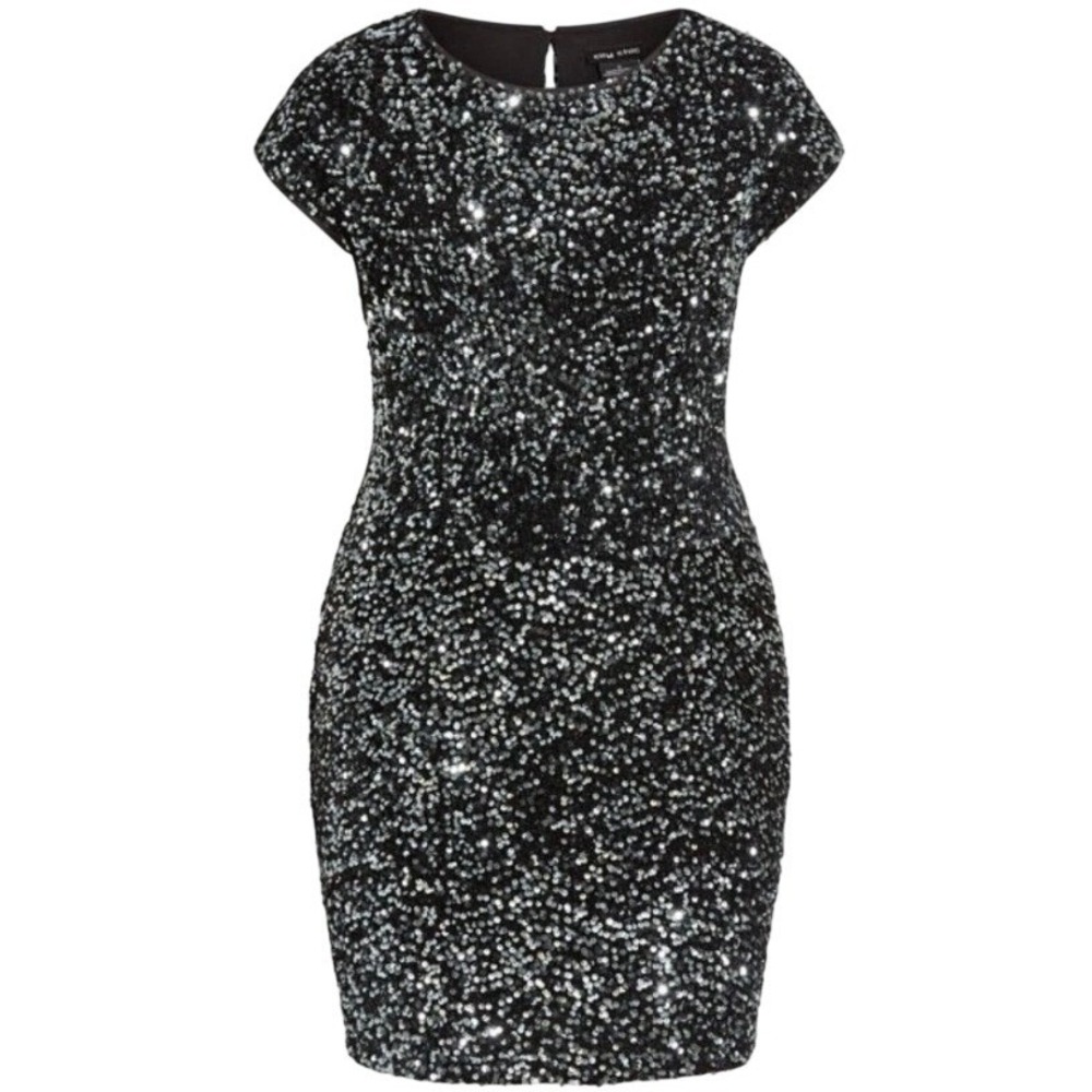 NWT City Chic Sequin Shift Party Dress XXL Pullover Glam Disco Cap Sleeve